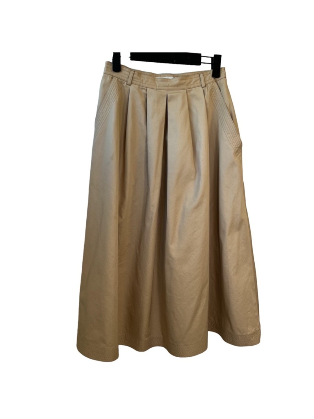 Vintage 1980s Barry Bricken Tan Khaki A-Line Midi Circle Skirt XS fits 26” waist - Picture 4 of 13